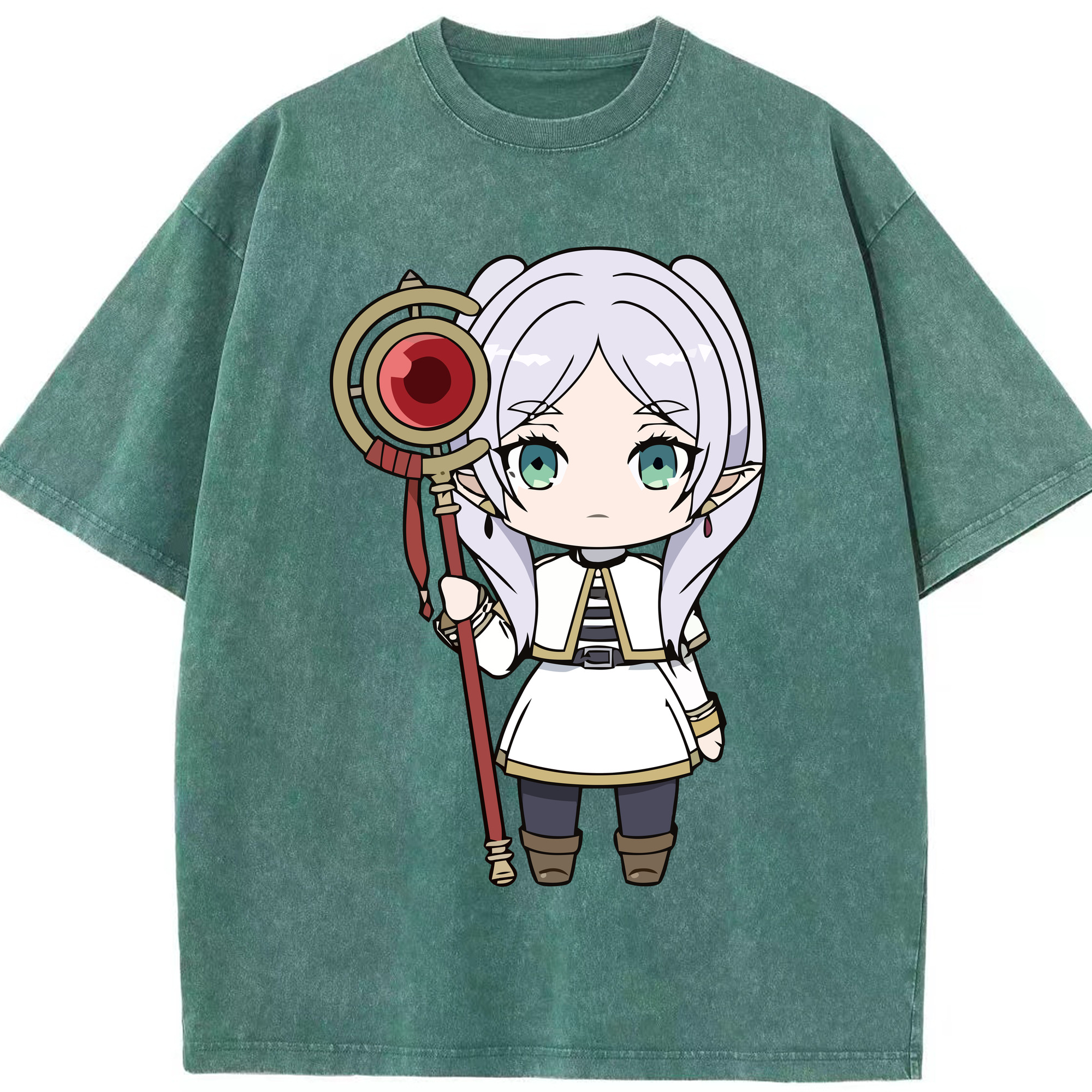 （画像用） 葬送のフリーレン Frieren 綿100% ヴィンテージ風 半袖Tシャツ（フロントプリント）